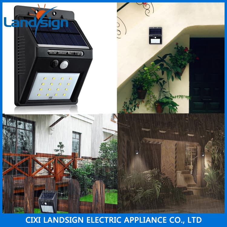 solar powered led motion sensor outdoor path wall light